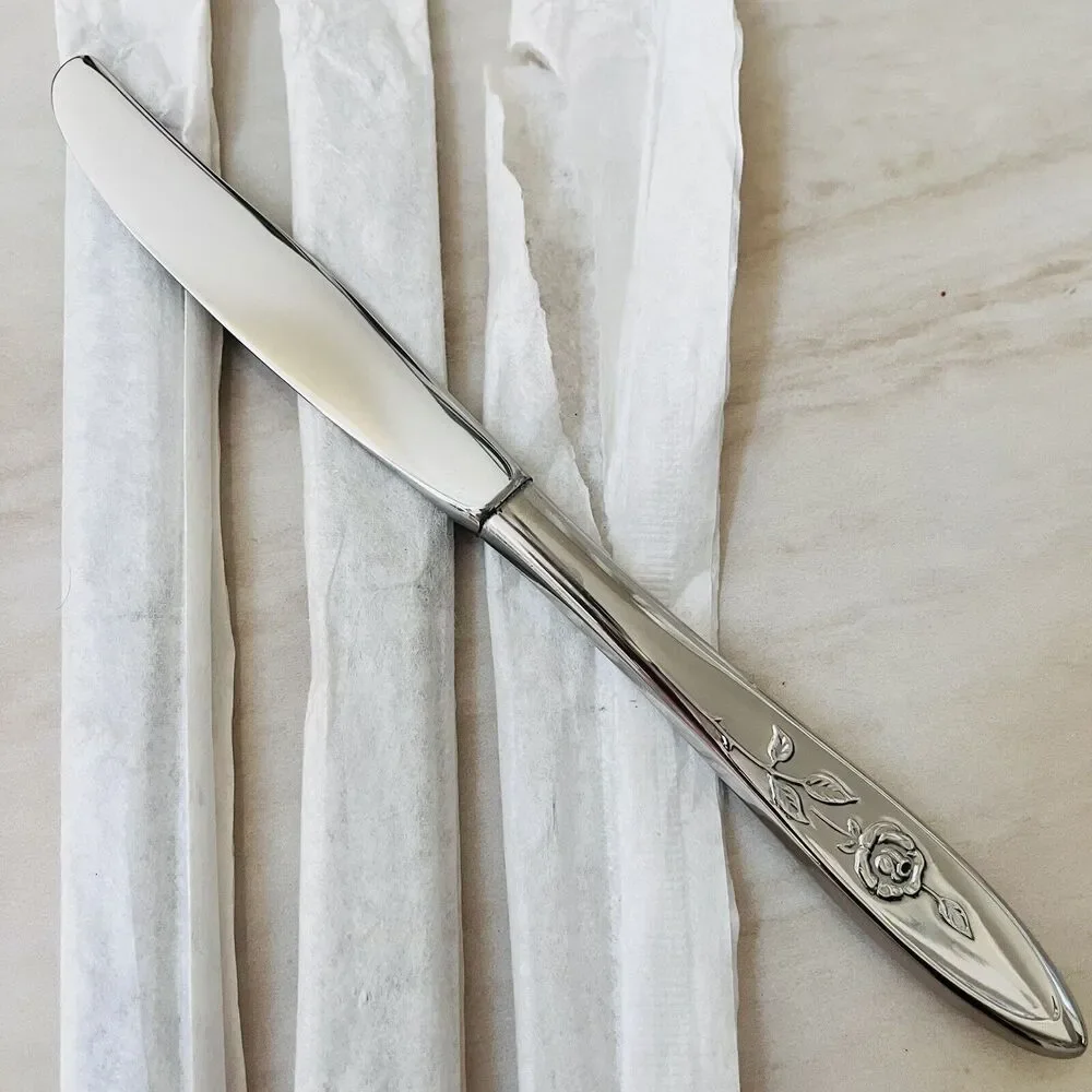 New 3pc ONEIDA My Rose Community Betty Crocker Stainless Dinner Knives 8 1/2